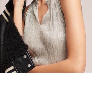 NWT. Size Small Vanessa Virginia Silver Blouse. Size Small